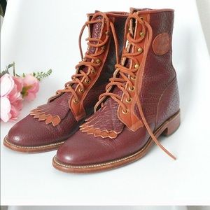 90s Vintage Justin Western Lace Up Leather Boots 6